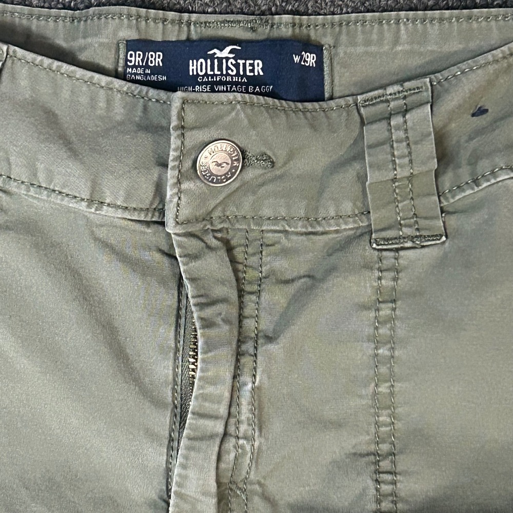 Hollister High-Rise Vintage Baggy Cargo Pants Olive Green Sage W29R 9R/8R - Picture 2 of 4